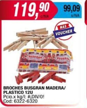 Maxiconsumo Broches Busgran Madera/ Plastico 12U oferta