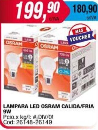 Maxiconsumo Lampara LED Osram Calida/Fria 9W oferta