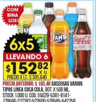 Coto Gaseosas Varios Tipos Línea Coca Cola oferta