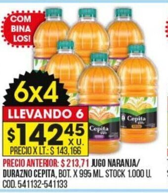 Coto Jugo Naranja/Durazno Cepita oferta