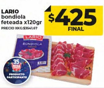 Supermayorista Vital Lario Bondiola Feteada x120gr oferta