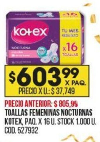 Coto Toallas Femeninas Nocturnas Kotex oferta