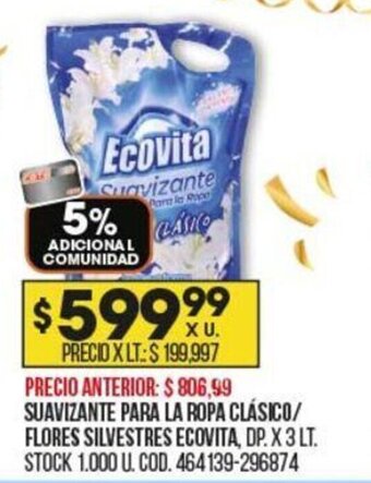 Coto Suavizante Para La Ropa Clásico/Flores Silvestres Ecovita oferta