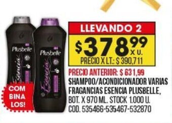Coto Shampoo/Acondicionador Varias Fragancias Esencia Plusbelle oferta