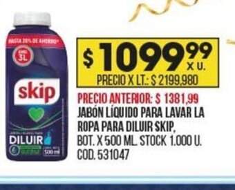 Coto Jabón Liquido Para Lavar La Ropa Para Diluir Skip oferta