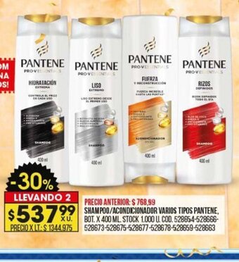 Coto Shampoo/Acondicionador Varios Tipos Pantene oferta