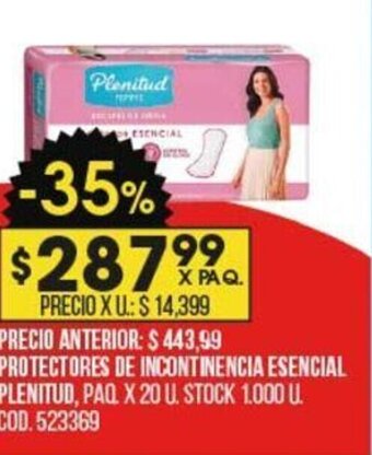 Coto Protectores De Incontinencia Esencial Plenitud oferta