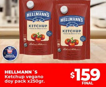 Supermayorista Vital Hellmann's Ketchup Vegano doy pack x250gr oferta