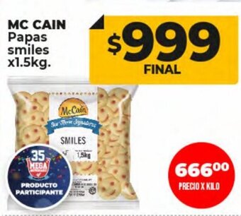 Supermayorista Vital Mc Cain Papas Smiles x 1.5kg oferta