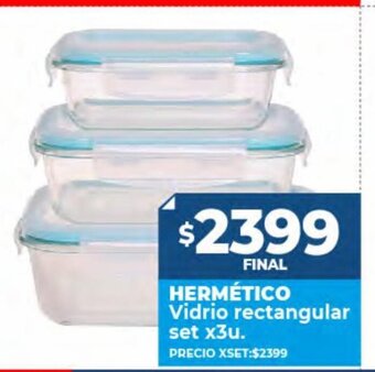 Supermayorista Vital Hermético Vidrio Rectangular Set x 3u oferta