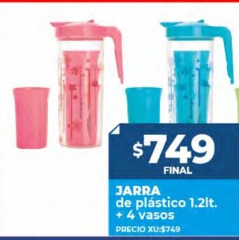 Supermayorista Vital Jarra De Plástico 1.2lt. + 4 Vasos oferta