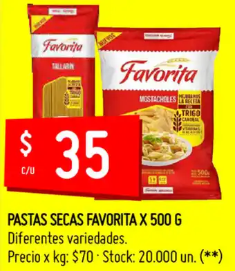 Changomas Pastas Secas Favorita x 500g oferta