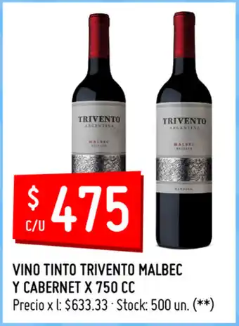 Changomas Vino Tinto Trivento Malbec Y Cabernet x 750cc oferta