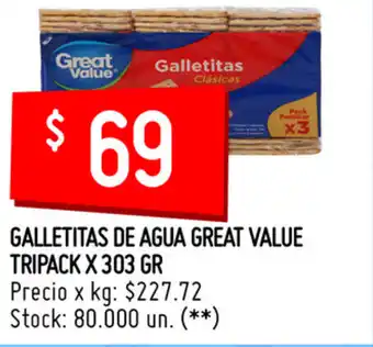 Changomas Galletitas De Agua Great Value Tripack x 303gr oferta