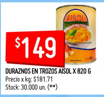 Changomas Duraznos En Trozos Aisol x 820g oferta