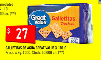 Changomas Galletitas De Agua Great Value x 101g oferta