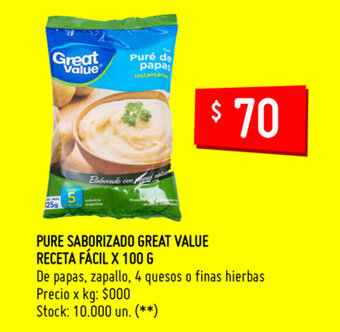 Changomas Pure Saborizado Great Value Receta Fácil x 100g oferta