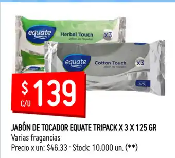 Changomas Jabón De Tocador Equate Tripack x 3x 125gr oferta
