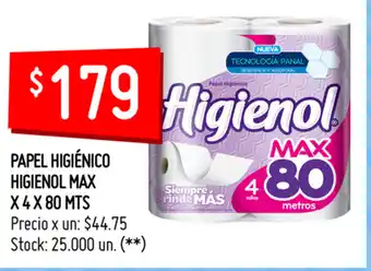 Changomas Papel Higiénico Higienol Max x4x80mts oferta