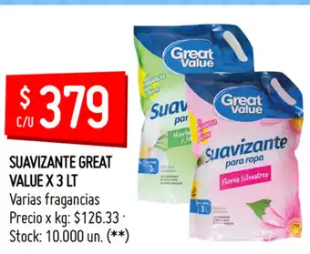 Changomas Suavizante Great Value x 3lt oferta