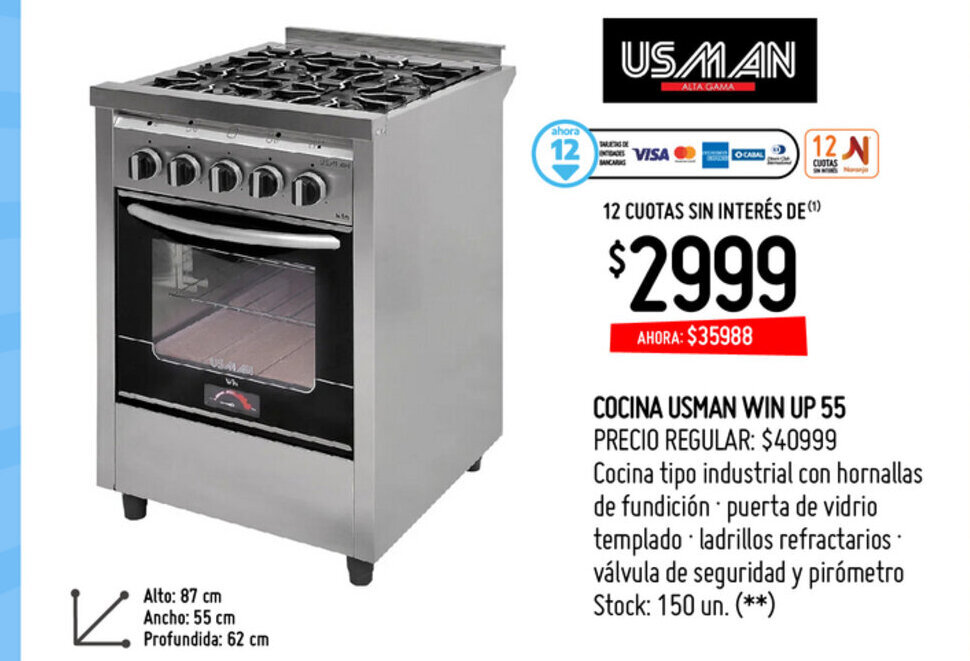Oferta Cocina Usman Win Up 55 en Changomas