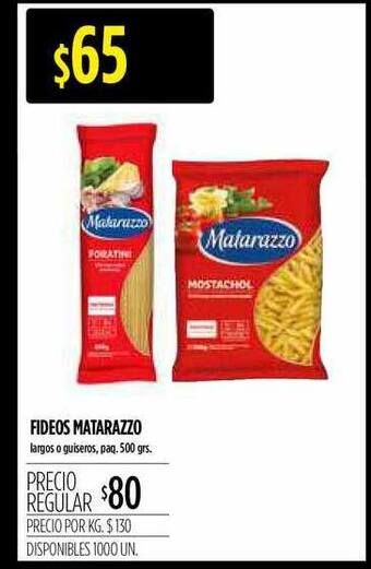 Supermercados Vea Fideos Matarazzo 500grs oferta