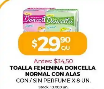 Supermercados Tadicor Toallas Femenina Doncella Normal Con Alas Con Sin Perfume oferta