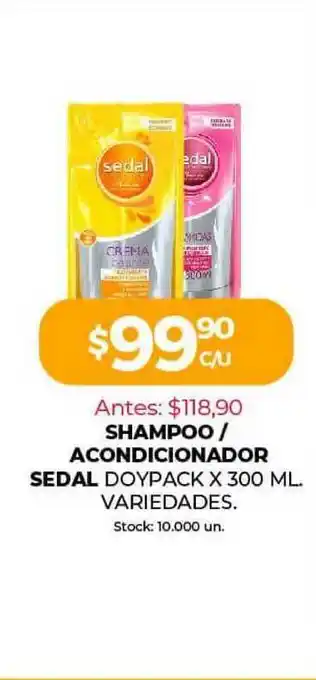 Supermercados Tadicor Shampoo Acondicionador Sedal Doypack x 300ml oferta