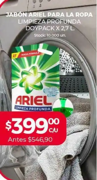 Supermercados Tadicor Jabón Ariel Para La Ropa Limpieza Profunda Doypack x 2,7L oferta