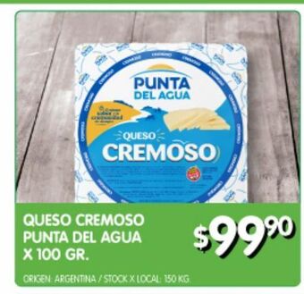 Jumbo Queso cremoso punta del agua x 100g oferta
