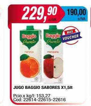 Maxiconsumo Jugo baggio sabores oferta