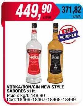 Maxiconsumo Vodka ron gin new style sabores oferta