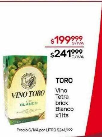 Nini Mayorista Toro vino tetra brick blanco oferta