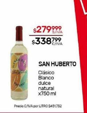 Nini Mayorista San huberto clásico blanco dulce natural oferta