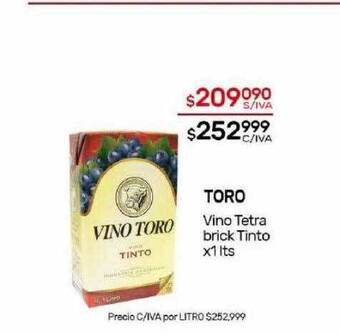 Nini Mayorista Toro vino tetra brick tinto oferta