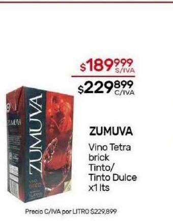 Nini Mayorista Zumuva vino tetra brick tinto tinto dulce oferta