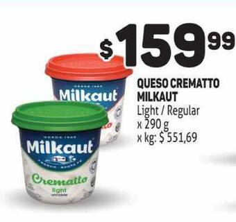 Makro Queso Crematto Milkaut Light Regular x 290g oferta
