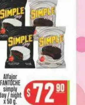 Supermercados Caracol Alfajor fantóche simply day - night x 50 g oferta
