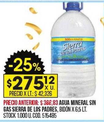 Coto Agua mineral sin gas sierra de los padres oferta