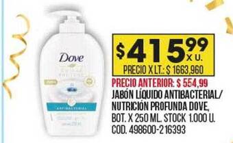 Coto Jabón líquido antibacterial nutrición profunda dove oferta