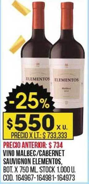 Coto Vino malbec cabernet sauvignon elementos oferta