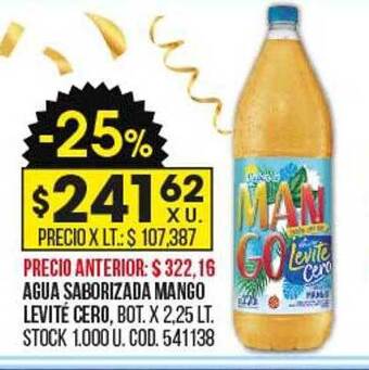 Coto Agua saborizada mango levité cero oferta