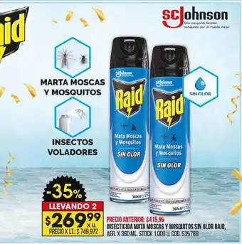 Coto Insecticida mata moscas y mosquitos sin olor raid scjohnson oferta