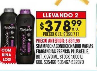 Coto Shampoo acondicionador varias fragancias esencia plusbelle oferta