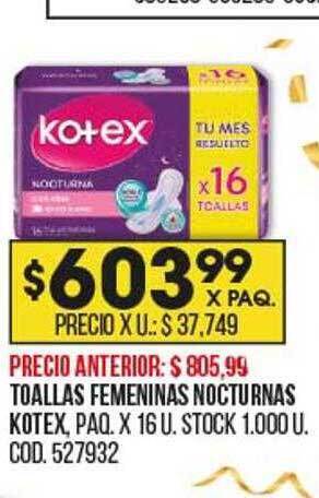 Coto Toallas femeninas nocturnas kotex oferta