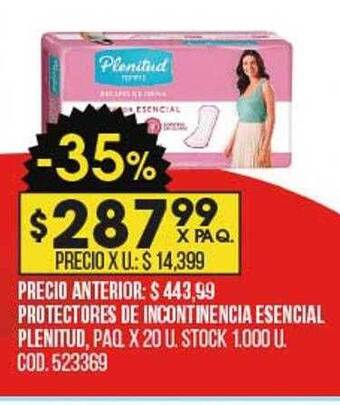 Coto Protectores de incontinencia esencial plenitud oferta