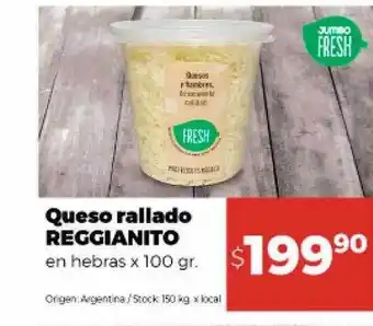 Disco Queso rallado reggianto en hebras x 100 gr oferta