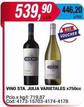 Maxiconsumo Vino sta. julia varietales oferta