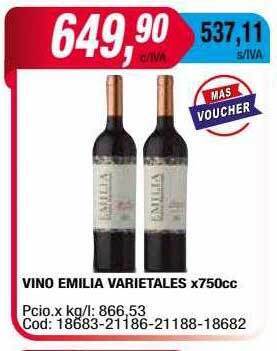 Maxiconsumo Vino emilia varietales oferta