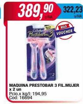 Maxiconsumo Maquina prestobar 3 fil. mujer oferta